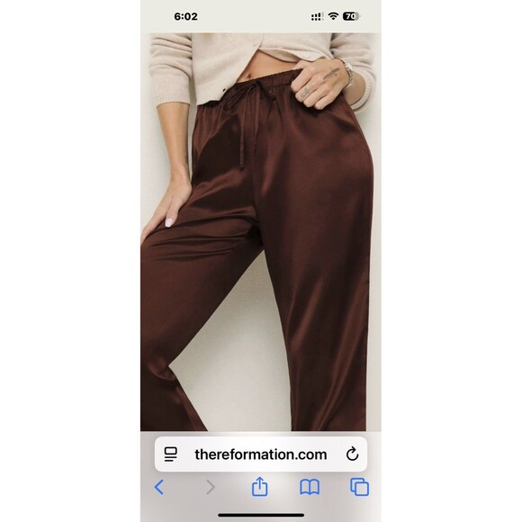 Banana Republic Silky Wide Leg Pants Drawstring Waist Medium Brown NWT - Picture 2 of 8